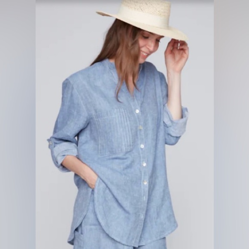 New Julei Design Jasmine Linen/Cotton Blend Shirt Size Medium